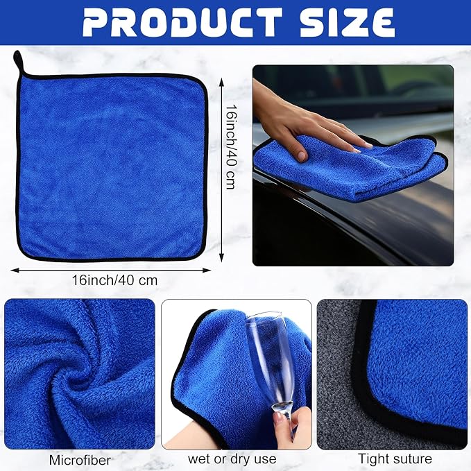 50 Pcs Microfiber Towels:16"x16" Microfiber Drying Towels Bulk Micro Fiber Car Cleaning Cloth for Cars Drying Washing Polishing Office Windows Cleaning Household Supplies (Blue,Gray)