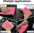 3PCS Car Microfiber Towels, 23.62"×11.81" Lint-free Microfiber Towels for Cars Wash Drying, Super Absorbent Auto Cleaning Cloths, Reusable Washing & Detailing Towel, Car Cleaning Supplies (Pink)