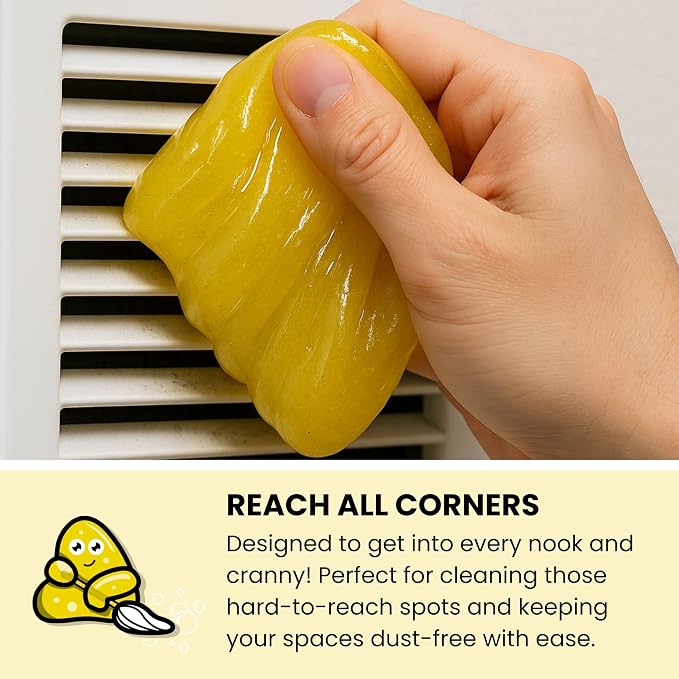 Car Cleaning Gel Putty - 12 Pack Lemon Scented Interior Detailing Tool for Cup Holder, Air Vent & Keyboard - Reusable Auto Detailing Accessories - Dust Remover Goop - Gifts for Men Women