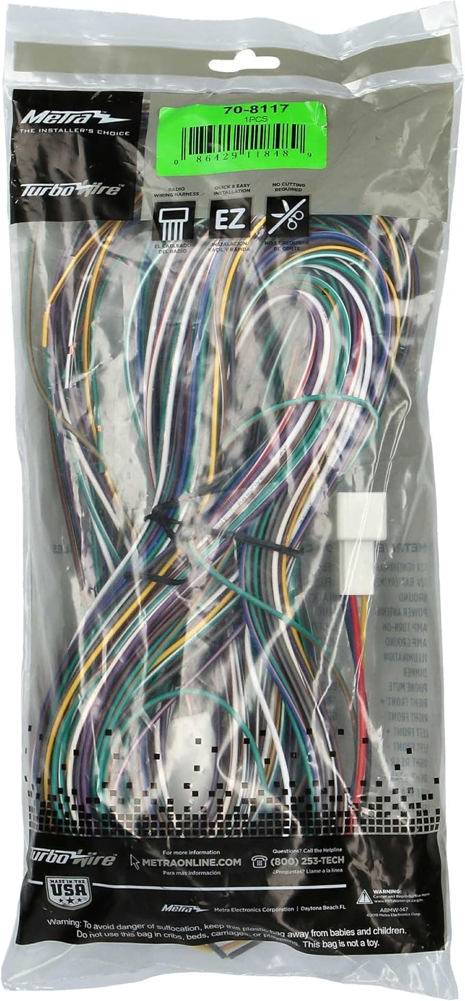 Metra 70-8117 Factory Amplifier Bypass Harness fits Select 2003-2009 Toyota Vehicles - 03-09 4RUNNER - 05-08 Matrix - 03-07 Sequoia - 04-06 Tundra