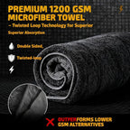 1-Pack 1200 GSM Car Drying Towels – Microfiber Towels for Cars (36" x 24"), Ultra-Absorbent, Streak-Free, Scratch-Free, No Water Spots, Double-Twist Pile & Edgeless Design
