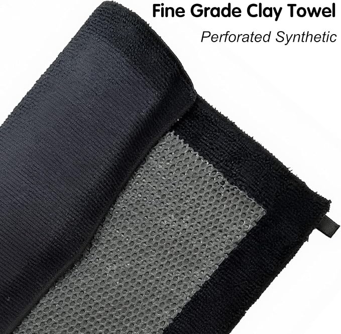 3 Pcs Clay Towel - Auto Detailing synthetic Clay bar Towel - Decontaminate Paint and Glass for Smoth Washing - Improve Wax and Sealant Bonding, Enhance Gloss and Color Depth - 12" x 12" (BLACK)