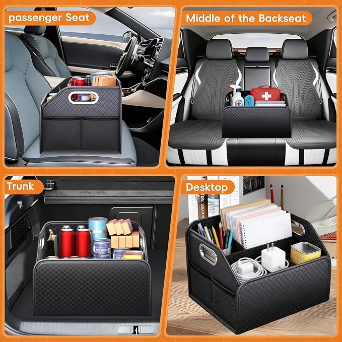 Car Trunk Organizer and Car Storage,Collapsible Multi-Compartment Car Organizers, Waterproof Foldable Luggage Bag with 4 Pockets，Suitable for Any Car
