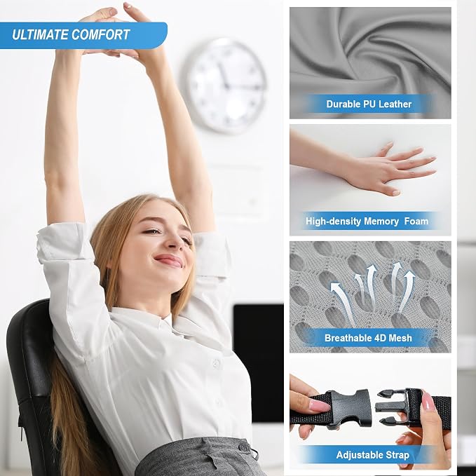 Lumbar Support Pillow for Car, Car Seat Back Support for Driving | Memory Foam Car Lumbar Support for Driving, Car Back Cushion, Adjustable Straps, Lower Back Pillow, Breathable 4D Mesh, Gray