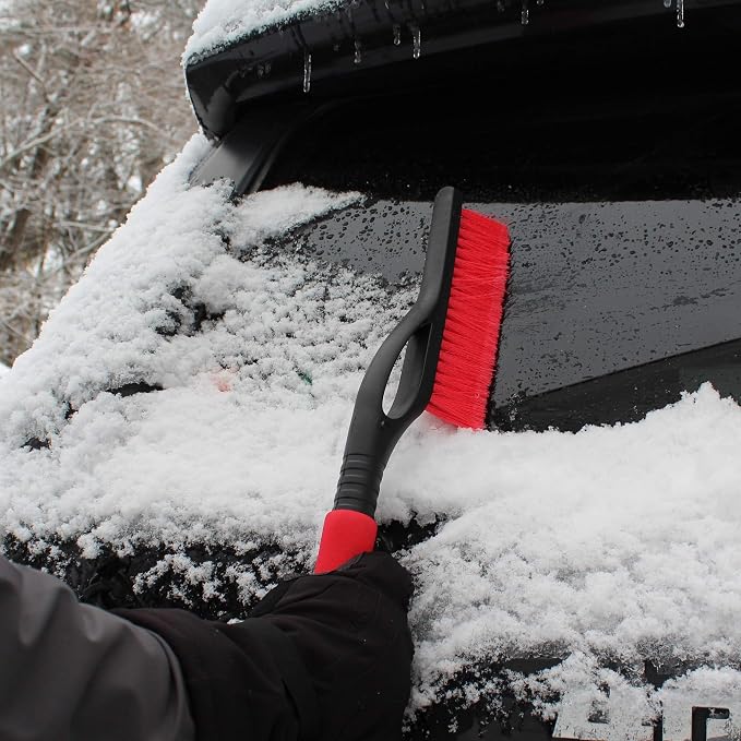 Long Handle Ice Scraper and Snow Brush Combo for Vehicles, Windshield Broom with Foam Grip, Lightweight Winter Tool for Cars and Trucks, Car Snow Brush
