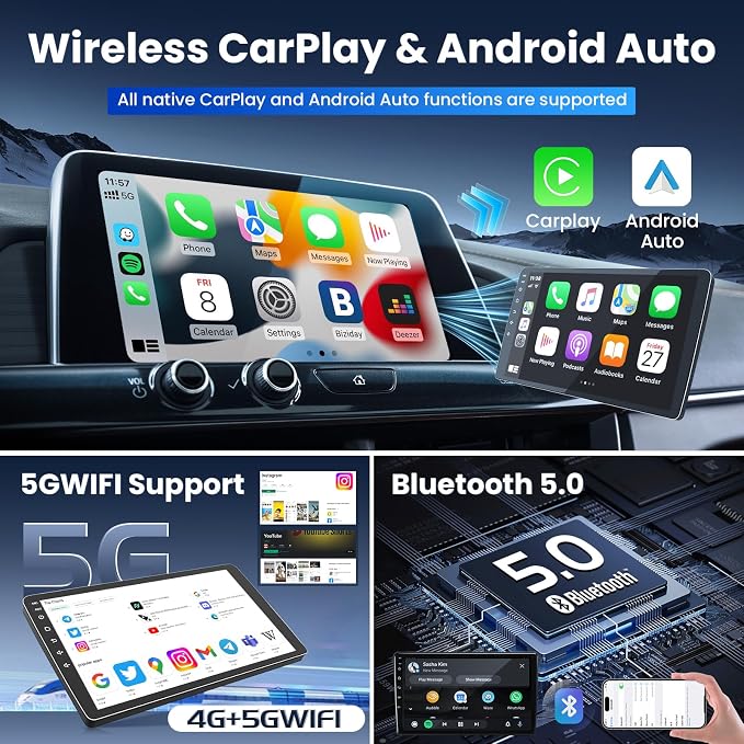 [4Core+64GB] Car Radio Stereo for Jeep Compass Patriot 2010-2016: Upgrade 5G WiFi 10.4" 1280 * 800 Touchscreen Head Unit Wireless Carplay Android Auto Bluetooth GPS FM SWC Backup Camera
