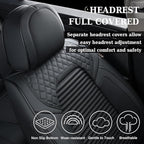 Coverado Front Seat Covers, Black Nappa Leather Car Seat Covers, Black Seat Covers for Cars, Car Seat Protector Cushions Universal Fit for Most Sedans SUV Pick-up Truck