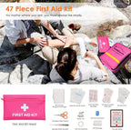 Car Emergency Kit for Teen Girl and Lady's Gifts, Pink Emergency Roadside Assistance kit with Digital Air Compressor, 10FT Jumper, First Aid Kit, and More Ideal Pink Car Accessories Tool -E7