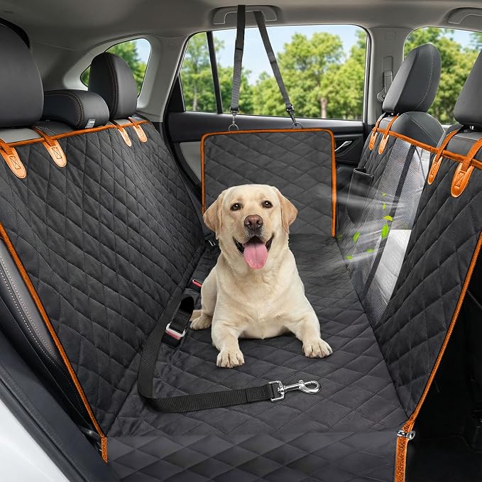 Dog Car Seat Cover, Heavy Durable Dog Seat Cover for Back Seat, 100% Waterproof Scratch Proof Nonslip Dog Hammock for Car with Side Flap, Pet Back Seat Covers Large 60" W x 64" L
