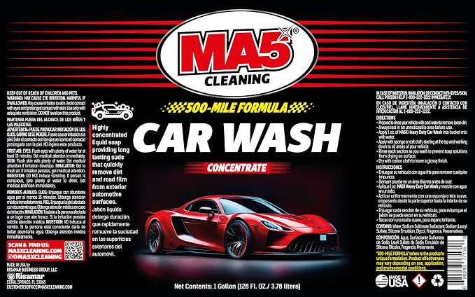 MA5x Car Wash Soap | Concentrated, pH Balanced | High Performance Foaming Car Wash Soap | Gallon | Pack of 1