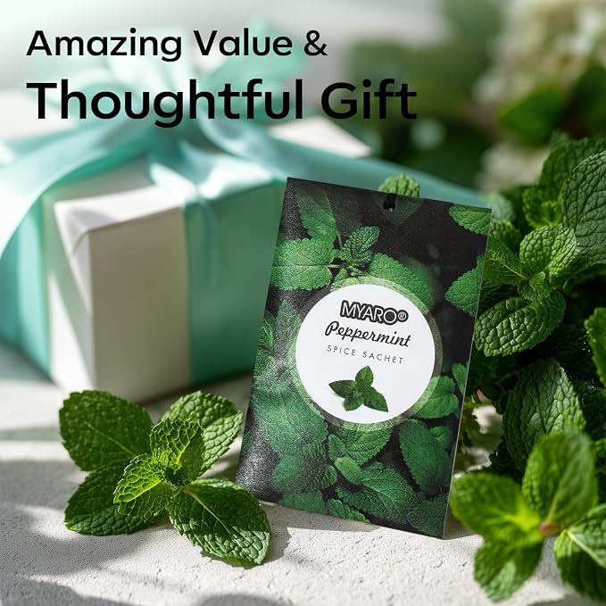 12 Pack Peppermint Scented Sachets for Drawer, Closet Odor Eliminator Air Freshener Bags, Cool Mint Fragrance for Car & Home Aroma