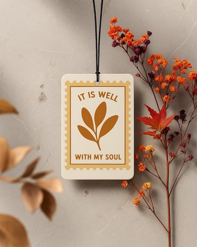 Blue and Orange Christian Car Air Freshener 4 Pcs for Women Girls | Preppy Religious Car Accessories Mirror Decor, Christian Hanging Air Freshener for Cars Closet Drawer Books