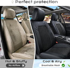 Coverado Seat Covers Full Set, 5 Seats Universal Seat Covers for Cars, Black Car Seat Covers Front Seats Back Seat Cover, Breathable Car Seat Cushion, Leather Seat Cover Seat Protector Fit Most Cars