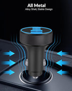 iPhone 17 16 15 Car Charger Fast Charging, 90W 4-Port USB C Fast Car Charger Cigarette Lighter Adapter with 240W 3FT USB-C Cable for iPhone 17/Air/17 Pro/17e/16/15 Pro Max/Plus/16e, iPad, Android