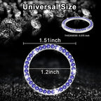 2 PCS Crystal Rhinestone Car Engine Start Stop Decoration Ring, Bling Car Interior Accessories for Women, Push to Start Button Cover Sticker, Automotive Decals, Dark Blue