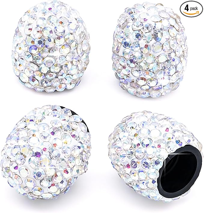 4PCS Bling Crystal Diamond Tire Stem Valve Caps, Dustproof Car Wheel Tire Valve Caps Universal Tire Valve Stem Covers for Cars, SUV, Trucks, Bikes, Motorcycles, Bicycles (AB Colorful)