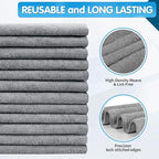 Grey Microfiber Cleaning Cloth -Pack of 24, Highly Absorbent Cleaning Rags, 16"X12" All Purpose Cleaning Towels for Housekeeping, Kitchen, Car, Lint Free and Reusable Microfiber Towels