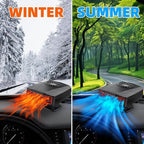 Car Heater,12V 150W Portable 2-in-1 Heating and Cooling Fan with Cigarette Lighter Plug, 360 Rotation Base Windshield Defogger Defroster for All Cars