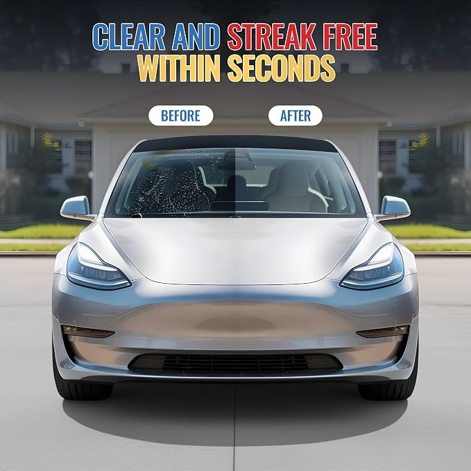 Glass Cleaner & Rain Repellent – Premium Ceramic 2-in-1 Formula Cleans & Protects – Streak-Free Shine for Windshields, Windows, & Mirrors – Made in USA – 16oz