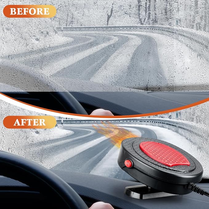 2 Pcs Portable 2 in 1 Car Heater 12v 150w Car Heater Plug in Cigarette Lighter Defroster Windshield 360 Degree Rotation Fan Auto Demister Cooling Air Circulator(Red, Black)