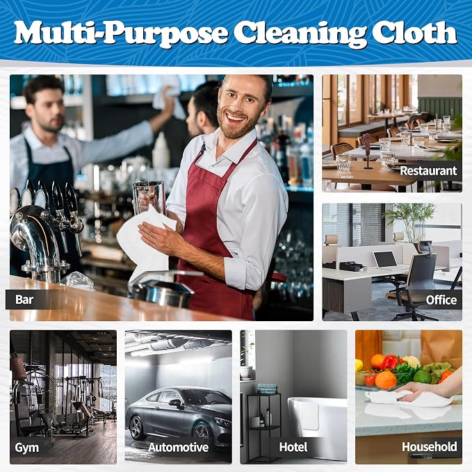 Microfiber Cleaning Cloth, Shop Towels Bulk, 24 Pack White Microfiber Towels for Cars, All-Purpose Absorbent Cleaning Rags, Dust Cloth for Automotive, Mechanic, Garage, Bar, 12 x 11 inch