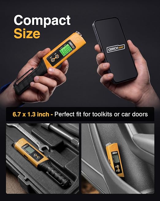 2-in-1 Digital Tire Pressure Gauge with Magnetic LED Work Light, USB Rechargeable, Lab Tested Air Gauge, 150 PSI