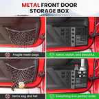 Upgraded Metal Front Door Pocket Storage Box for Jeep Wrangler JK JKU 2018 2017 2016 2015 2014 2013-2007 2/4 Door Accessories, Adjustable Door Organizer Molle Panels, Flag, 2PCS
