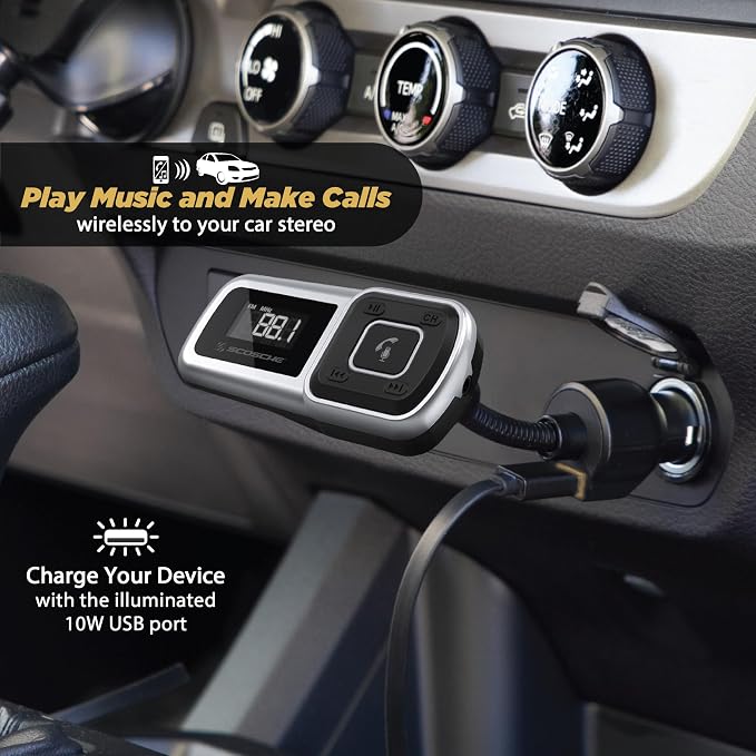 BTFMSR BTFREQ Universal Bluetooth Hands-Free Car Kit with Digital FM Transmitter and 10-Watt USB Car Charger