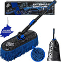 Car Duster Exterior - Wax Treated Cotton & Extendable Handle | Aluminum Alloy Handle Scratch Free Cleaning Brush for Cars, Trucks, SUVs, RVs, Motorcycles | Waterless Dust & Pollen Remover