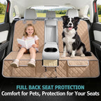 Dog Car Seat Cover for Back Seat,Armrest Compatible, Waterproof Backseat Protector, Nonslip Rear Seat Cover for Dogs & Kids, Universal Size Fits Cars Trucks SUVs (Beige)