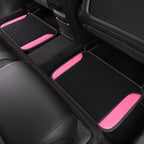 Faux Leather Steering Wheel Cover and Waterproof Car Floor Mats,Universal Car Combo Fit for 95% Sedan,SUV,Cars,14.5-15inch Sporty Anti-Slip Safety Comfortable Design(Black＆Pink)