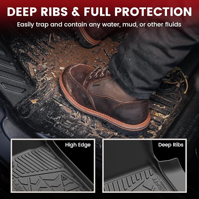 Floor Mats for Chevrolet Chevy Silverado EV 2024-2026 (Fit Without Multi-Flex Midgate, Not Fit with Multi-Flex Midgate), All Weather TPE Custom Fit Floor Mats for Cars