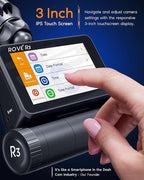 R3 Dash Cam Front and Rear with Cabin, 3” IPS Touch Screen, 3 Channel Dash Cam 1440P+1080P+1080P, IR Night Vision, 5GHz WiFi, Up to 30MB/s Download Speed, Quad-Mode GPS, Supports 512GB Max
