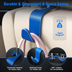 Car Seat Headrest Hook 4 Pack Hanger Universal Vehicle Car Storage Organizer for Handbag Purse Coat S Type Blue