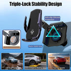 Car Phone Mount for Model 3 & Model Y, Screen Side Custom Fit for Center Display, 15W Wireless Fast Charging Auto-Clamping, Unobstructed View, Compatible with iPhone & Android