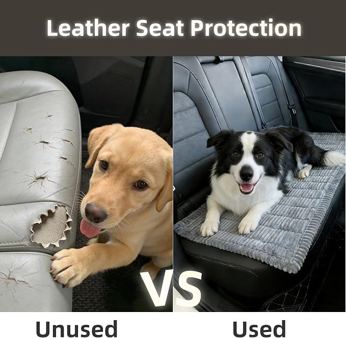 Dog Car Seat Cover, Pet Couch Covers for Car and Sofa, Non-Slip Backseat Pet Bed Mat, Machine Washable, Soft Plush Travel Seat Protector with Portable Storage Bag (Grey,23.6''×59'')