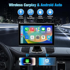 Carplay Screen for Car，7" Portable Wireless Carplay & Android Auto - HD Touchscreen Car Play with Bluetooth, Mirror Link, Live Map,Voice Control, FM Transmit (Black)