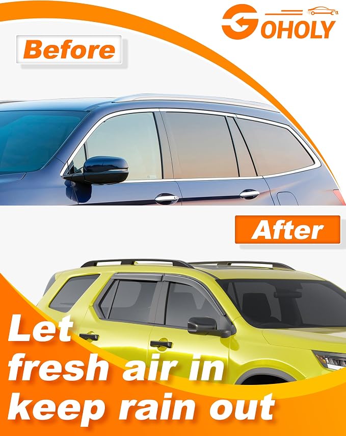 Low-Profile Window Rain Guard for Honda Pilot 2023-2026 Side Window Visors Extra-Thick Vent Visor Honda Pilot Window Deflectors Vent Shades Car Accessories-4pcs