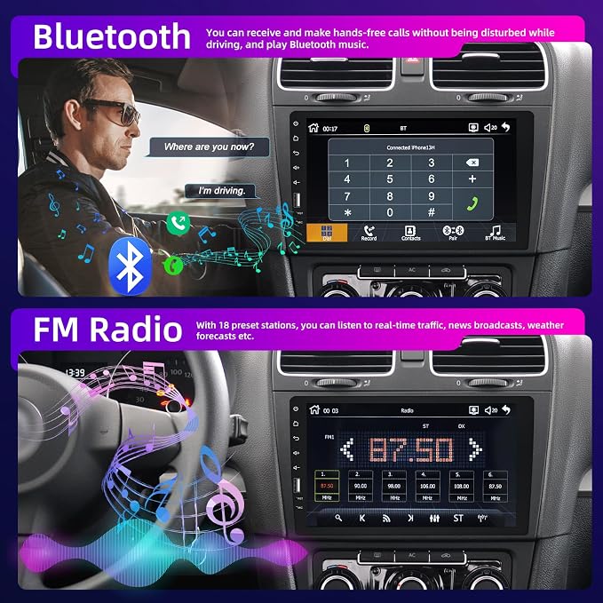 9inch Single Din Touchscreen Car Stereo Compatible with Apple Carplay and Android Auto, Bluetooth Car Radio with Backup Camera