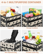 Car Trash Can with Lid, Leakproof Car Trash Bag Hanging Waterproof Automotive Garbage Can with Storage Pockets Mini Vehicle Trash Bin for Back/Front Seat(Black Flower,3 Gallon)