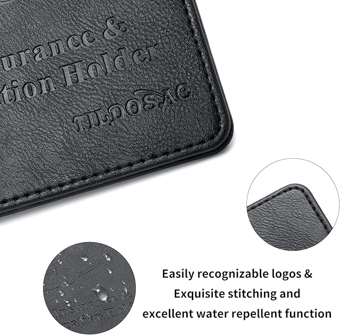 Car Registration & Insurance Card Holder Leather Auto Glove Box Organizer Document Wallet with Magnetic Shut (Black, Small) | Leather, Auto Glove Box Organizer, Document Wallet, Magnetic Shut