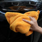 1000GSM Car Drying Towel 18"x24", Edgeless Double Twist Pile, Ultra Absorbent Microfiber Towel, Scratch-Free Lint-Free Streak-Free for Auto Detailing & Car Wash – Yellow&Grey