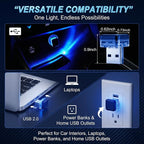 4 PCS Car Interior USB LED Lights, Square Ambient Mood Decorative Lamp, Portable Mini Soft Glow Night Light, Universal Plug and Play Lighting Accessory for Car & Home & Camping (Blue)
