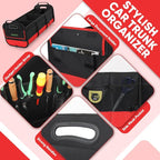 Large Trunk Organizer for Car, Foldable Multi Compartment Car Trunk Organizer with 2 Retractable Straps, Suitable for All Kinds of Cars, SUV, Minivan - 4 Compartments Red