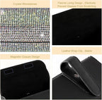 Bling Sunglasses Holder for Car Sun Visor, Rhinestone Auto Eyeglasses Mount Clip Organizer, Leather Sunvisor Sunglasses Storage Case, Universal Glasses Holder Clips for SUV, Sedan, Van (AB)