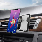 Universal Portable Smartphone Holder for Car, Air Vent Mount, 360° Rotation, Easy to Install, One-Handed Release, Adjustable and Secure, Grey