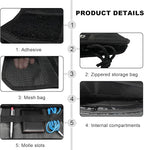 Molle Car Sun Visor Organizer, Multi-Pocket Zippered Visor Pouch with Tactical Panel & Glasses Clip, Sunshade Tactical Gear Storage Organizer for Trucks SUVs Patrol Cars