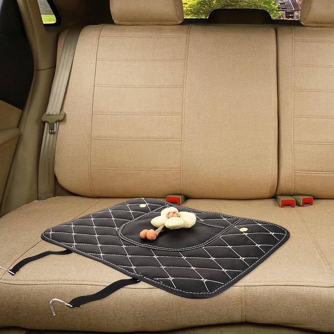 Back Kick Protector for Anti-kick Mat Backseat Cover with Wear-Resistant Black Fabric Car Interior Seat Back Protector
