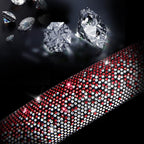 Bling Diamond Leather Steering Wheel Cover, Bling Sparkly Crystal Glitter Rhinestones Universal Fit 14" 1/2-15" Car Wheel Protector for Women Girl Fit Suvs,Vans,Sedans,Trucks, Red Silver