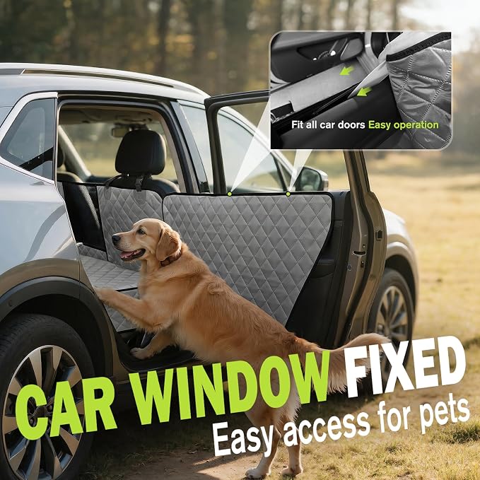 Dog Car Seat Cover for Back Seat 53.54 * 23.62 in, Car Window Fixing for Maximum Car Protection, Leather Fabric Back Seat Extender for Dogs, Waterproof & Scratch-Resistant, Support to 330 lbs